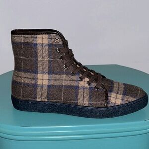 New Marc Nolan Jagger Fall Plaid Flannel Lace Up Hi Top Sneaker Tennis Shoes